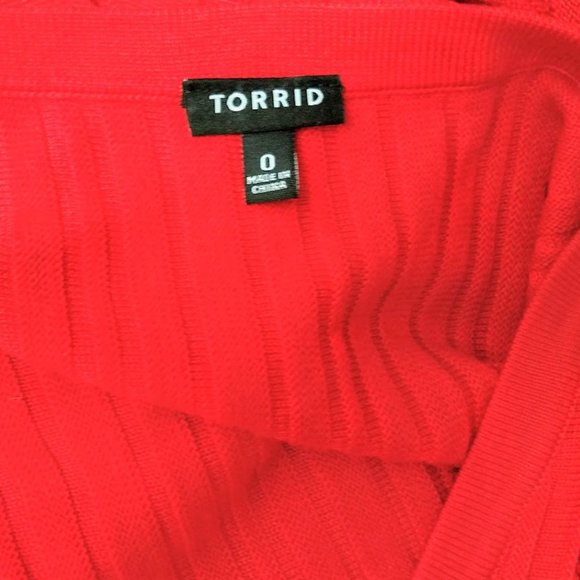 Torrid Red Ribbed Short Sleeve Sweater Dress - Women's Size 0 - Picture 6 of 6